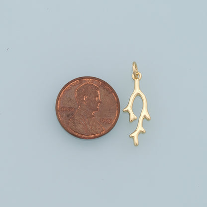 Gold Branches Charms,18K Gold Filled Branches Pendant,Branches Charm Bracelet Necklace for DIY Jewelry Making Supply