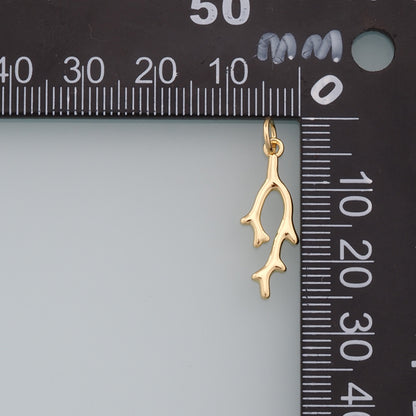 Gold Branches Charms,18K Gold Filled Branches Pendant,Branches Charm Bracelet Necklace for DIY Jewelry Making Supply