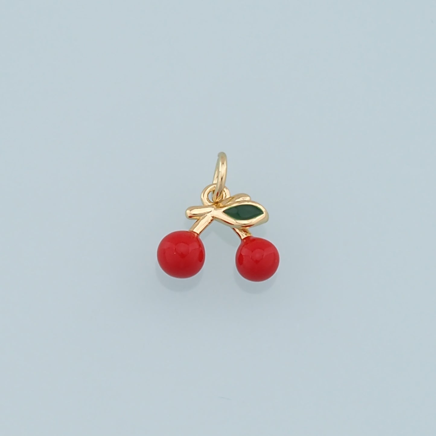Gold Cherry Charms,18K Gold Filled Cherry Pendant,Enamel Fruit Charm Bracelet Necklace for DIY Jewelry Making Supply