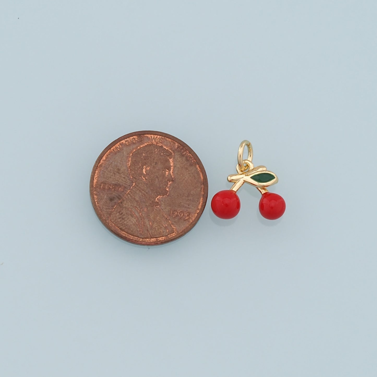Gold Cherry Charms,18K Gold Filled Cherry Pendant,Enamel Fruit Charm Bracelet Necklace for DIY Jewelry Making Supply
