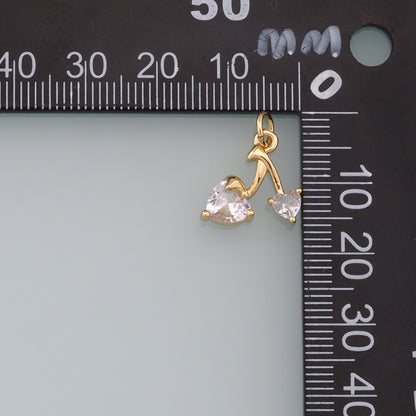 Gold Heart Cherry Charms,18K Gold Filled Cherry Pendant,Fruit Charm Bracelet Necklace for DIY Jewelry Making Supply