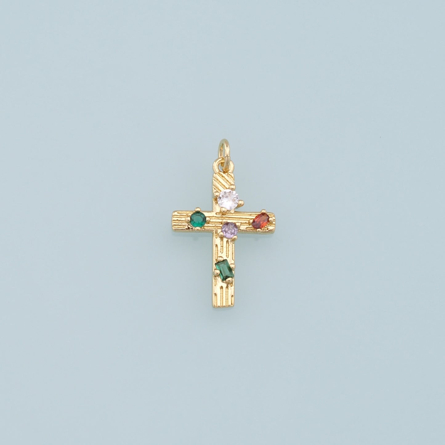 18K Gold Filled CZ Cross Pendant,Cross Charm Bracelet Necklace for DIY Jewelry Making Supply