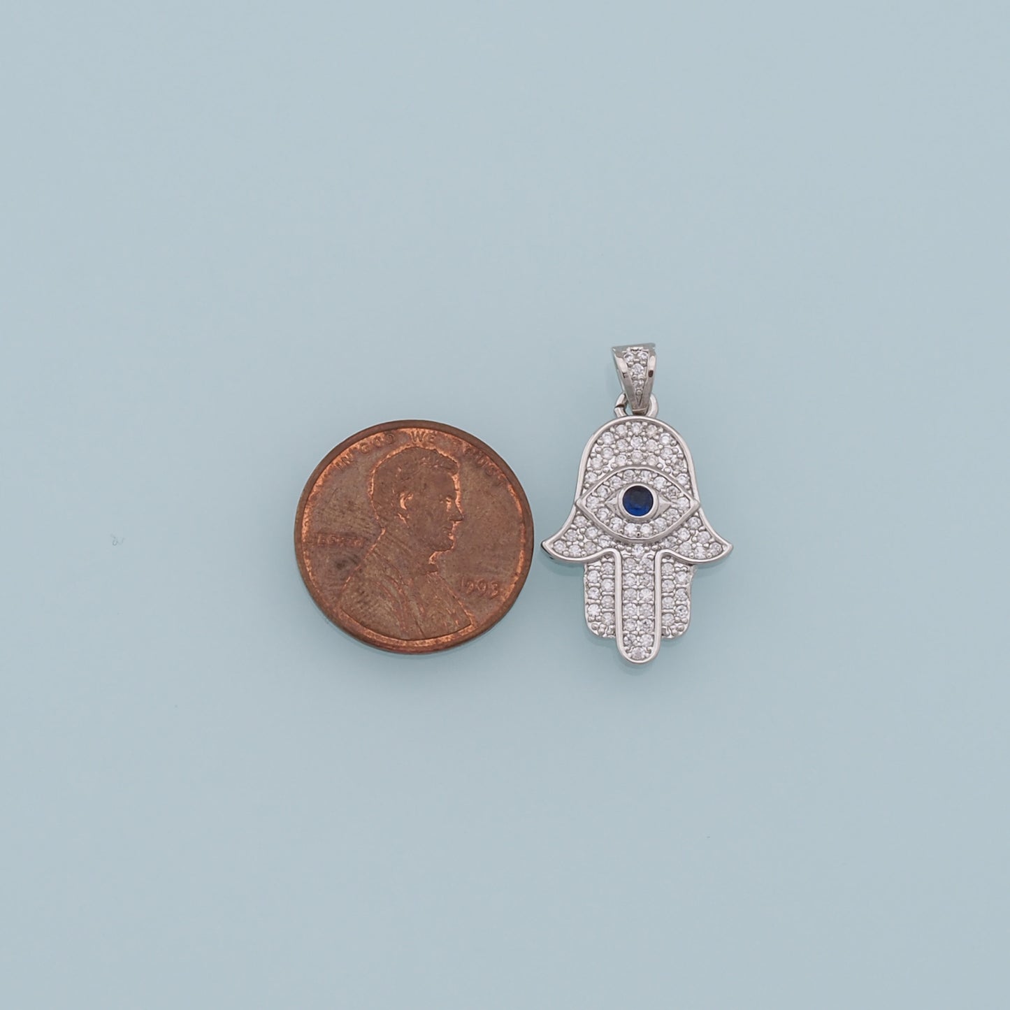 18K Gold Filled Hamsa Hand Pendant,Cubic Zirconia Hand Evil Eye Charm Necklace for DIY Jewelry Making Supply