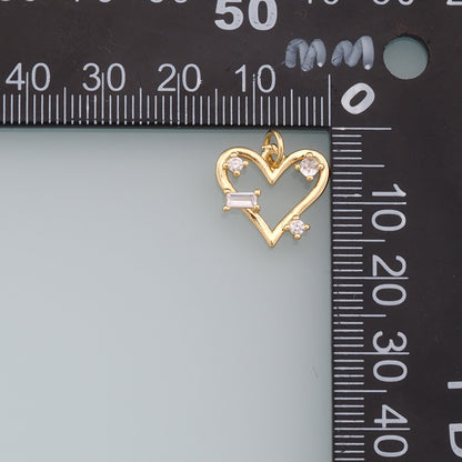 18K Gold Filled CZ Heart Pendant,Heart Charm Bracelet Necklace for DIY Jewelry Making Supply