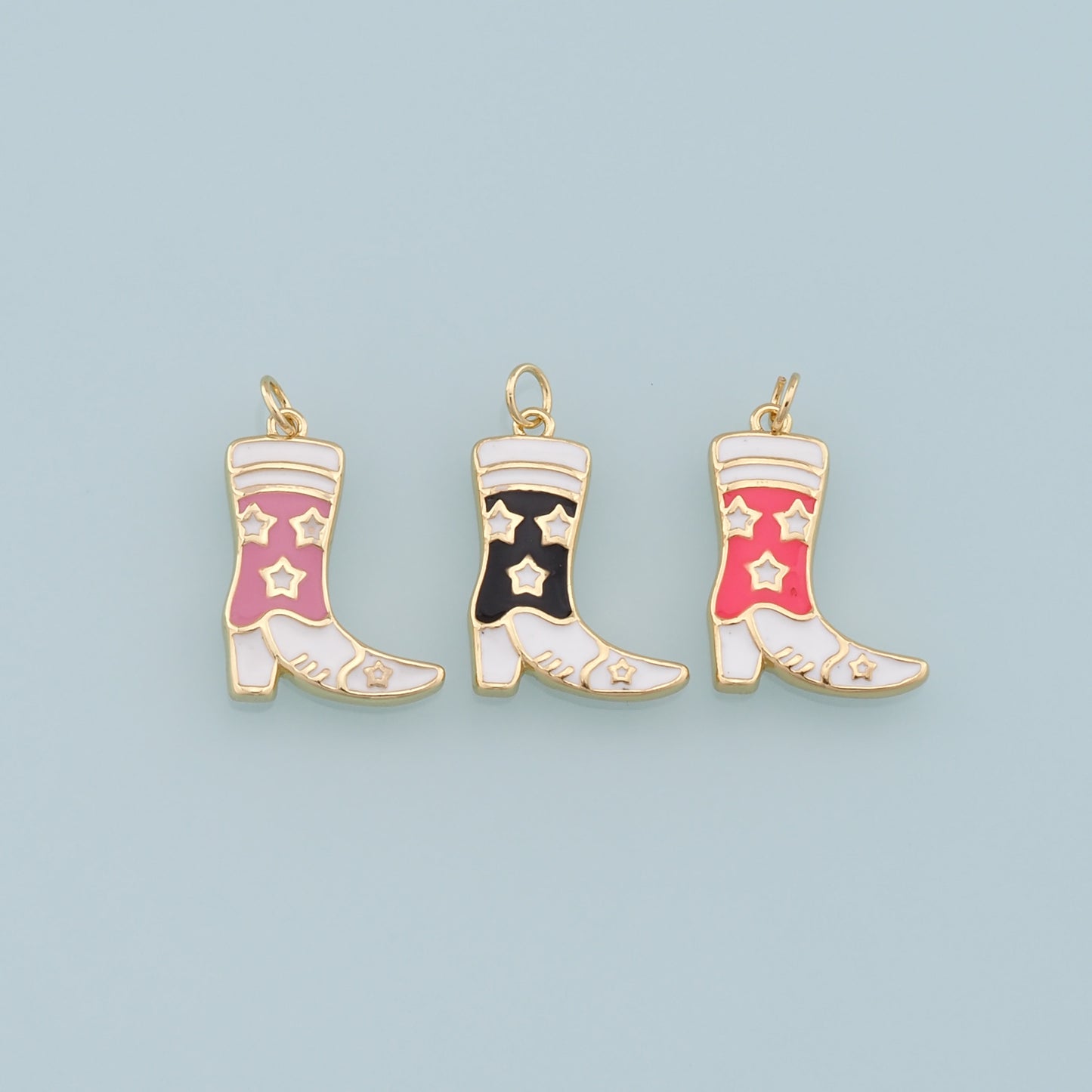 Gold Boots Charms,18K Gold Filled Enamel Boots Pendant,Cowboy Boots Charm Bracelet Necklace for DIY Jewelry Making Supply