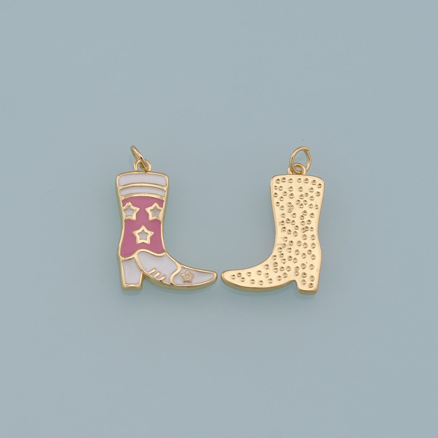 Gold Boots Charms,18K Gold Filled Enamel Boots Pendant,Cowboy Boots Charm Bracelet Necklace for DIY Jewelry Making Supply