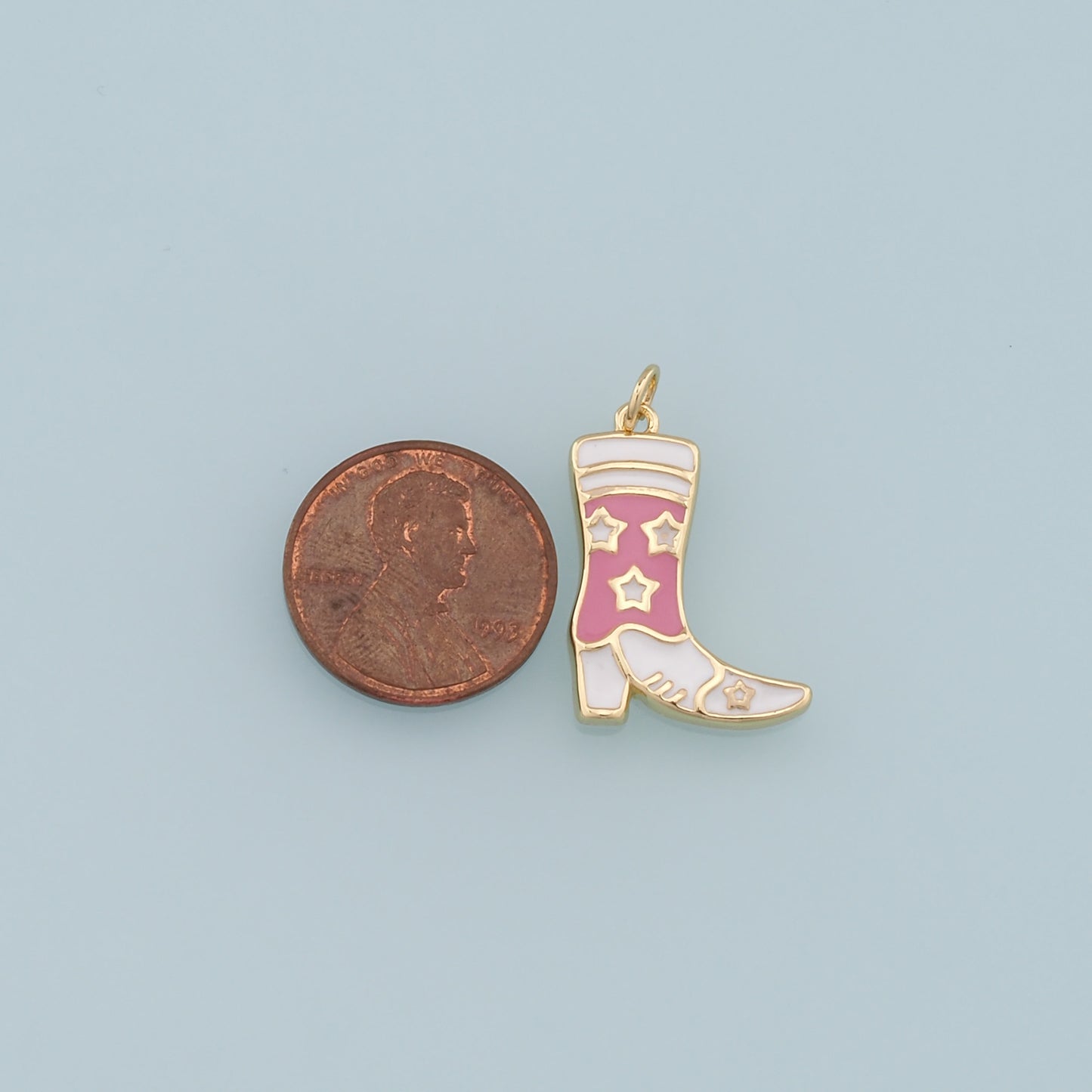 Gold Boots Charms,18K Gold Filled Enamel Boots Pendant,Cowboy Boots Charm Bracelet Necklace for DIY Jewelry Making Supply