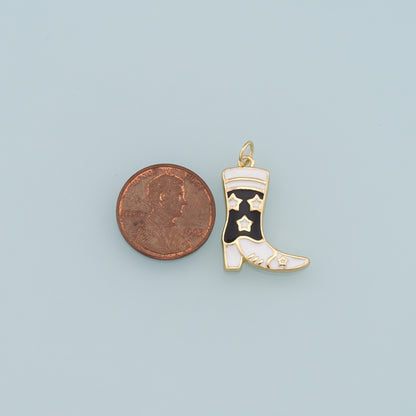 Gold Boots Charms,18K Gold Filled Enamel Boots Pendant,Cowboy Boots Charm Bracelet Necklace for DIY Jewelry Making Supply