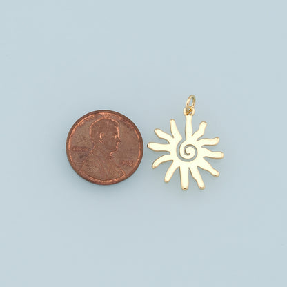 Gold Sun Charms,18K Gold Filled Sun Pendant,Celestial Charm Bracelet Necklace for DIY Jewelry Making Supply