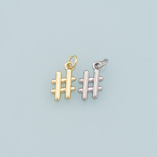 Gold Hashtag Charms,18K Gold Filled Hashtag Pendant,Punctuation Charm Bracelet Necklace for DIY Jewelry Making Supply