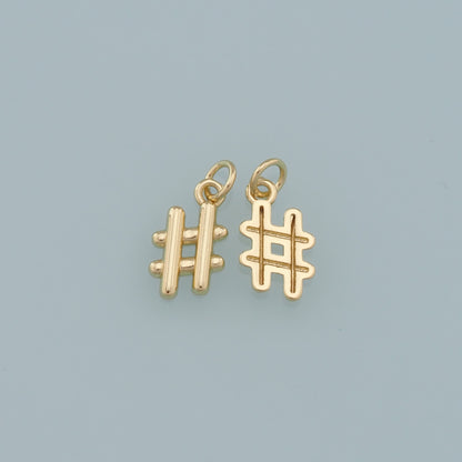 Gold Hashtag Charms,18K Gold Filled Hashtag Pendant,Punctuation Charm Bracelet Necklace for DIY Jewelry Making Supply