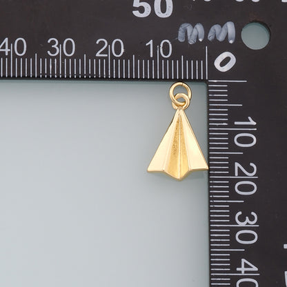 Gold Paper Airplane Charms,18K Gold Filled Origami Plane Pendant,Silver Origami Plane Charm Bracelet Necklace for DIY Jewelry Making Supply