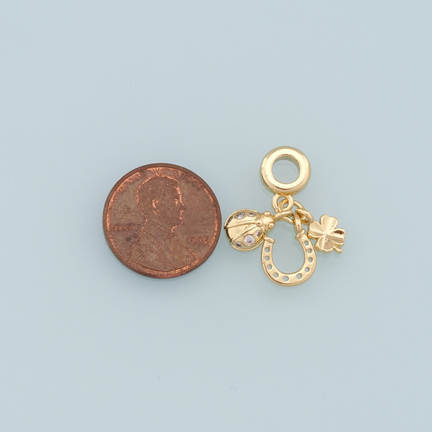 Gold Horseshoe Charms,18K Gold Filled Beetle Pendant,Flowers Charm Bracelet Necklace for DIY Jewelry Making Supply