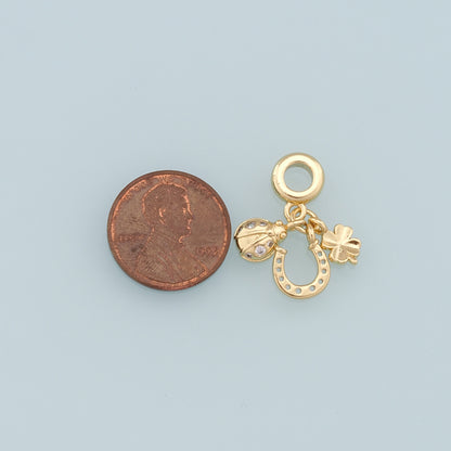 Gold Horseshoe Charms,18K Gold Filled Beetle Pendant,Flowers Charm Bracelet Necklace for DIY Jewelry Making Supply