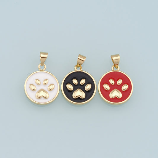 Gold Paw Charms,18K Gold Filled Cat Paw Pendant,Dog Paw Charm Bracelet Necklace for DIY Jewelry Making Supply