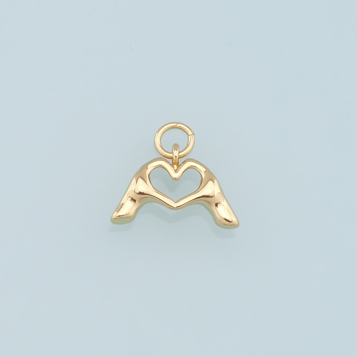 Gold Heart Charms,18K Gold Filled Hand Gesture Pendant,Heart Charm Bracelet Necklace for DIY Jewelry Making Supply