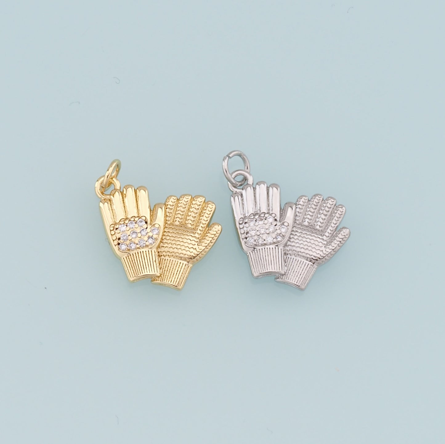 Gold Gloves Charms,18K Gold Filled Gloves Pendant,Silver Gloves Charm Bracelet Necklace for DIY Jewelry Making Supply