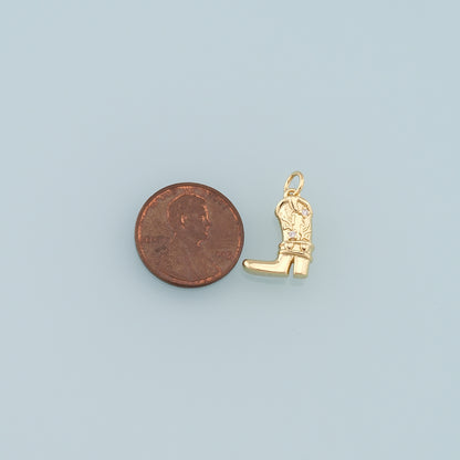 Gold Boots Charms,18K Gold Filled Boots Pendant,Cowboy Boots Charm Bracelet Necklace for DIY Jewelry Making Supply