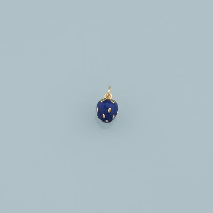 Gold Blue strawberry Charms,18K Gold Filled Enamel strawberry Pendant,Fruit Charm Bracelet Necklace for DIY Jewelry Making Supply