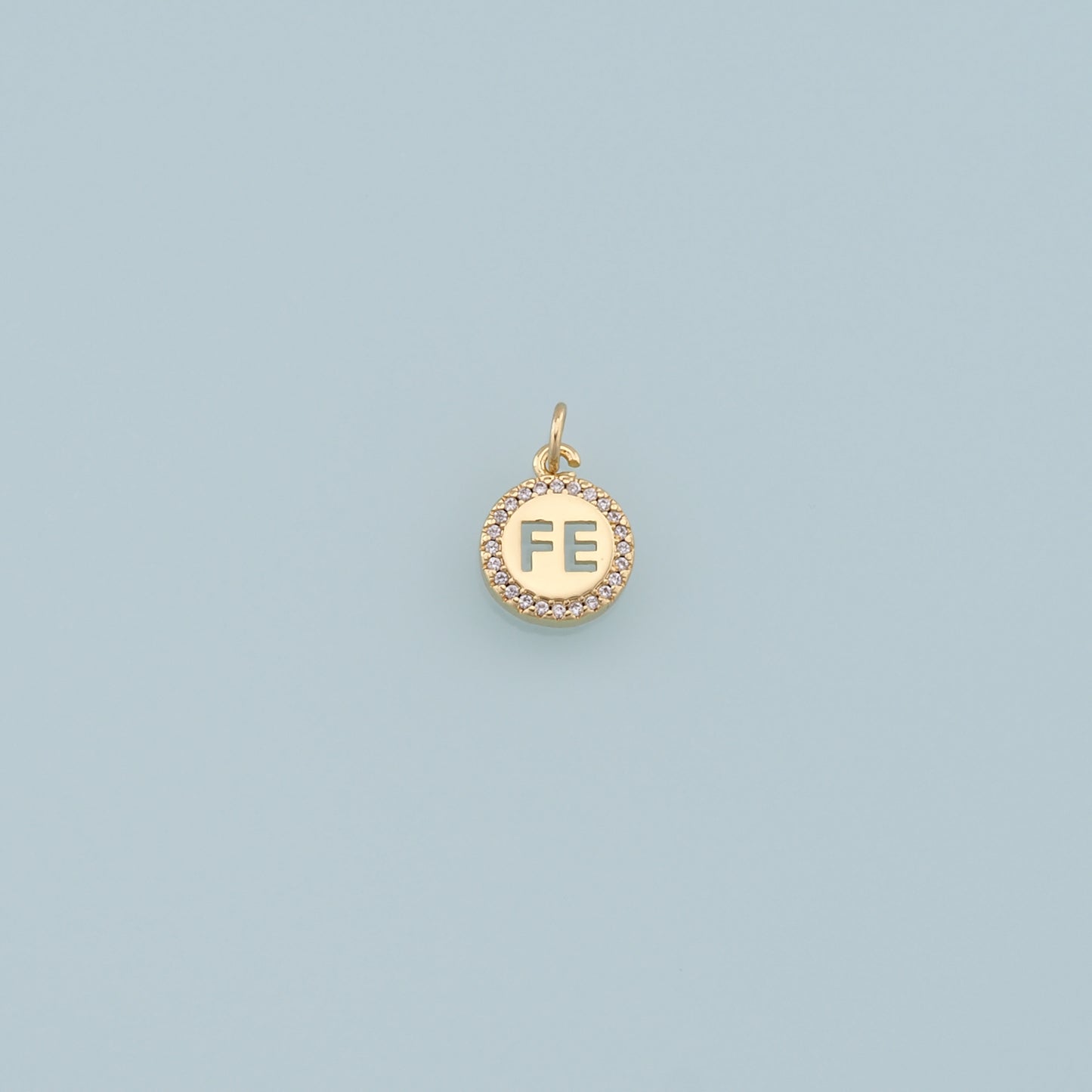 Gold Fe Charms,18K Gold Filled Round Pendant,Fe Charm Bracelet Necklace for DIY Jewelry Making Supply