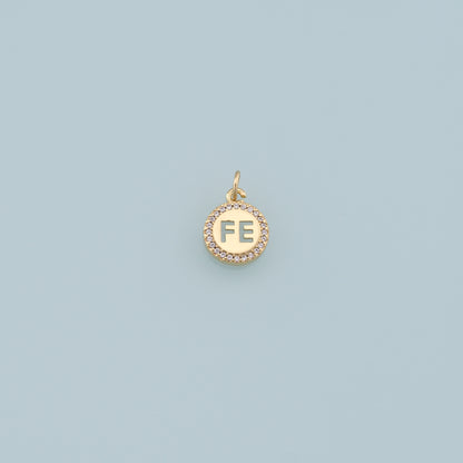 Gold Fe Charms,18K Gold Filled Round Pendant,Fe Charm Bracelet Necklace for DIY Jewelry Making Supply