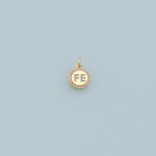 Gold Fe Charms,18K Gold Filled Round Pendant,Fe Charm Bracelet Necklace for DIY Jewelry Making Supply