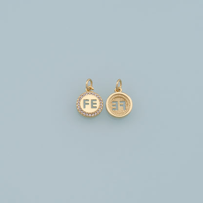 Gold Fe Charms,18K Gold Filled Round Pendant,Fe Charm Bracelet Necklace for DIY Jewelry Making Supply