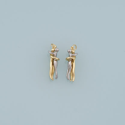 Hugging Couple Charms,18K Gold Filled Dancing Hugging Pendant,Soulmate Charm Bracelet Necklace for DIY Jewelry Making Supply