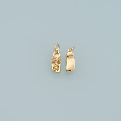 Gold Ballerina Shoes Dangle Charms,18K Gold Filled Flat Shoes Pendant,Shoes Charm Bracelet Necklace for DIY Jewelry Making Supply