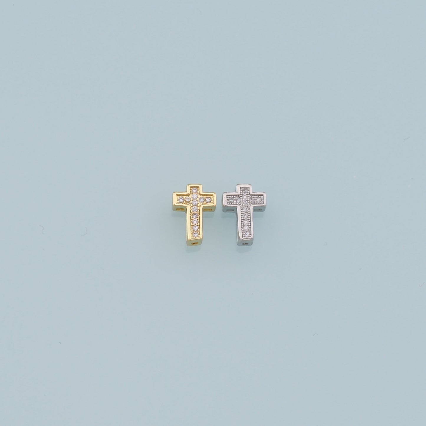 Gold Cross Charms,18K Gold Filled Cross Pendant,CZ Cross Charm Bracelet Necklace for DIY Jewelry Making Supply