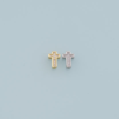 Gold Cross Charms,18K Gold Filled Cross Pendant,CZ Cross Charm Bracelet Necklace for DIY Jewelry Making Supply