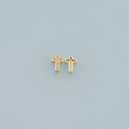 Gold Cross Charms,18K Gold Filled Cross Pendant,CZ Cross Charm Bracelet Necklace for DIY Jewelry Making Supply