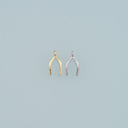 Gold Wishbone Charms,18K Gold Filled Wishbone Pendant,Wishbone cross Charm Bracelet Necklace for DIY Jewelry Making Supply