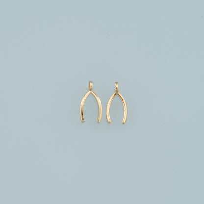 Gold Wishbone Charms,18K Gold Filled Wishbone Pendant,Wishbone cross Charm Bracelet Necklace for DIY Jewelry Making Supply