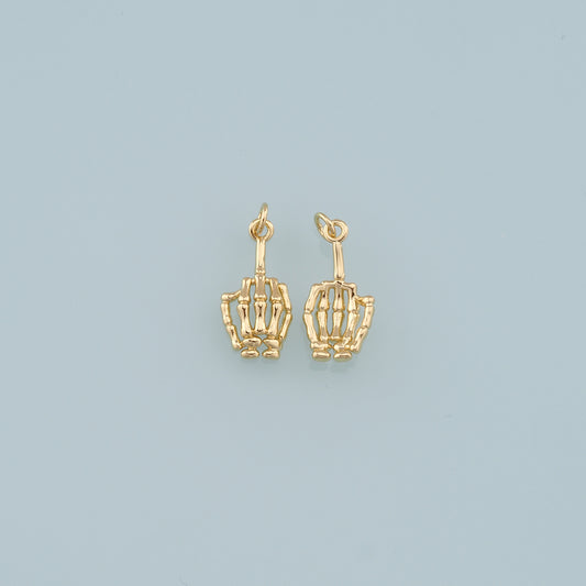 18K Gold Filled Skeleton Hand Pendant,Hand Charm Necklace for DIY Jewelry Making Supply
