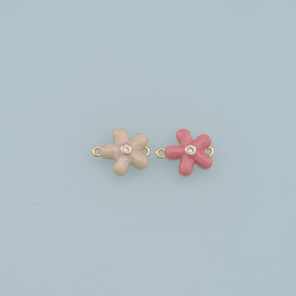 Gold Flower Charms,18K Gold Filled Enamel Flower Pendant,Silver flower Charm Bracelet Necklace for DIY Jewelry Making Supply