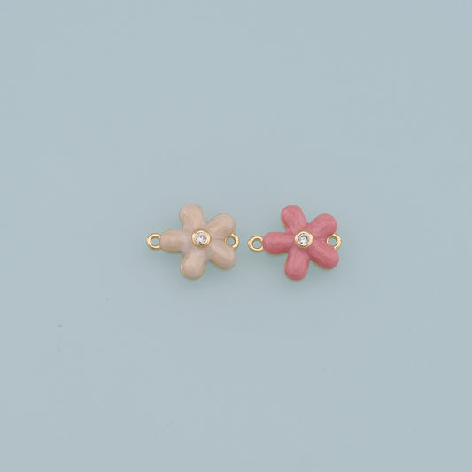 Gold Flower Charms,18K Gold Filled Enamel Flower Pendant,Silver flower Charm Bracelet Necklace for DIY Jewelry Making Supply