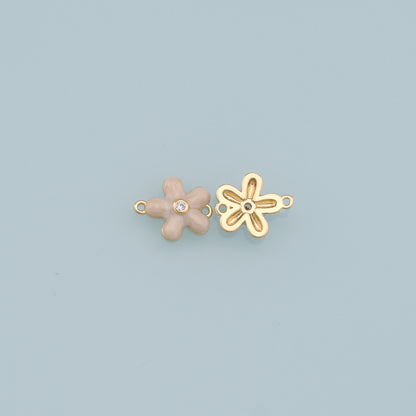 Gold Flower Charms,18K Gold Filled Enamel Flower Pendant,Silver flower Charm Bracelet Necklace for DIY Jewelry Making Supply