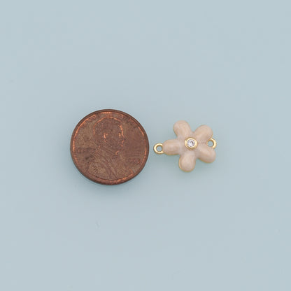Gold Flower Charms,18K Gold Filled Enamel Flower Pendant,Silver flower Charm Bracelet Necklace for DIY Jewelry Making Supply