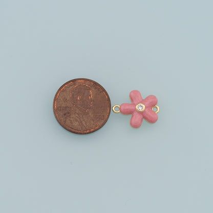 Gold Flower Charms,18K Gold Filled Enamel Flower Pendant,Silver flower Charm Bracelet Necklace for DIY Jewelry Making Supply