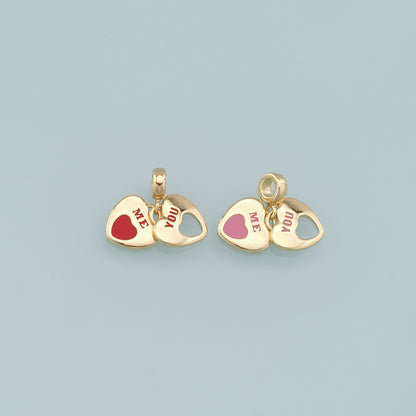 Gold Heart Charms,18K Gold Filled Heart Pendant,Heart Charm Bracelet Necklace for DIY Jewelry Making Supply