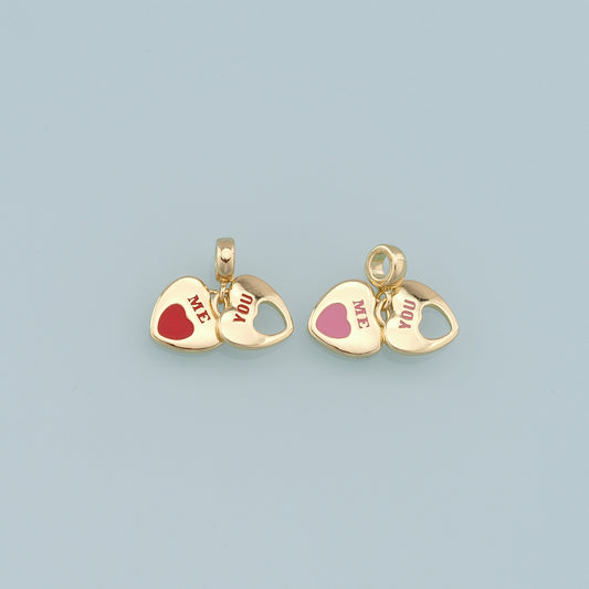 Gold Heart Charms,18K Gold Filled Heart Pendant,Heart Charm Bracelet Necklace for DIY Jewelry Making Supply