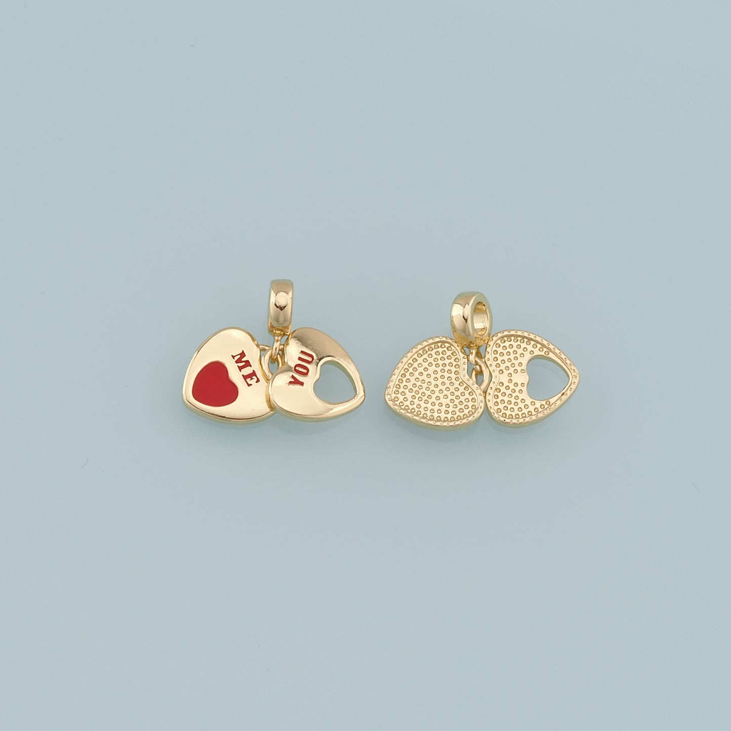 Gold Heart Charms,18K Gold Filled Heart Pendant,Heart Charm Bracelet Necklace for DIY Jewelry Making Supply