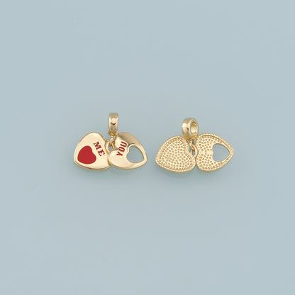 Gold Heart Charms,18K Gold Filled Heart Pendant,Heart Charm Bracelet Necklace for DIY Jewelry Making Supply