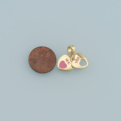 Gold Heart Charms,18K Gold Filled Heart Pendant,Heart Charm Bracelet Necklace for DIY Jewelry Making Supply