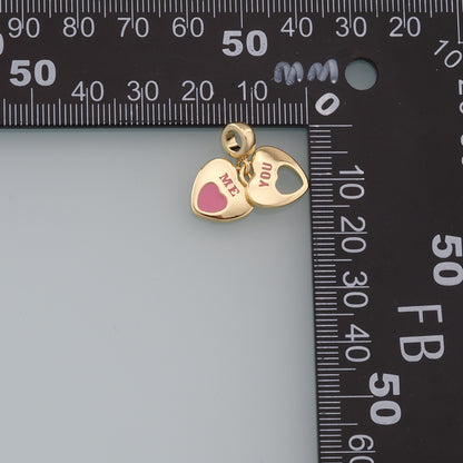 Gold Heart Charms,18K Gold Filled Heart Pendant,Heart Charm Bracelet Necklace for DIY Jewelry Making Supply