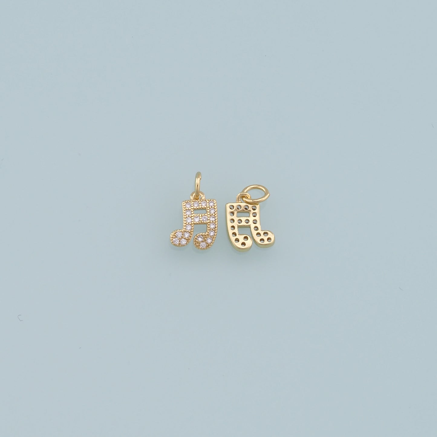 Gold Music Charms,18K Gold Filled Music Pendant,CZ Micro Pave Note Charm Bracelet Necklace for DIY Jewelry Making Supply