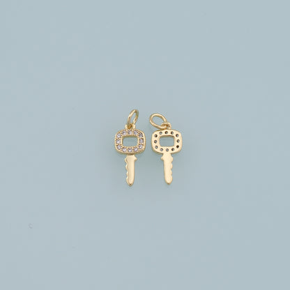 Gold key Charms,18K Gold Filled Key Pendant,key Charm Bracelet Necklace for DIY Jewelry Making Supply