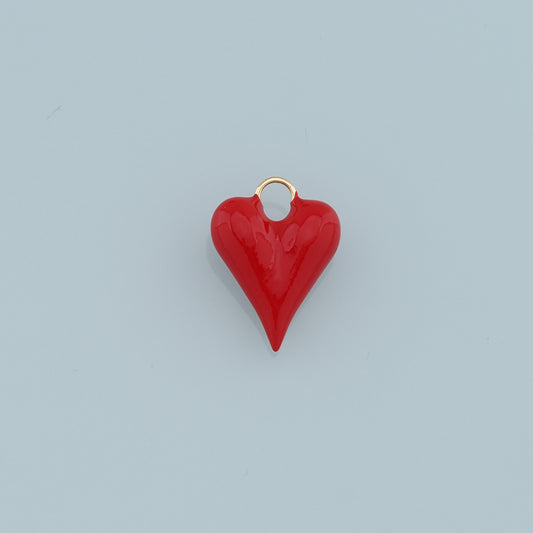 Gold Heart Charms,18K Gold Filled Heart Pendant,Red Heart Charm Bracelet Necklace for DIY Jewelry Making Supply