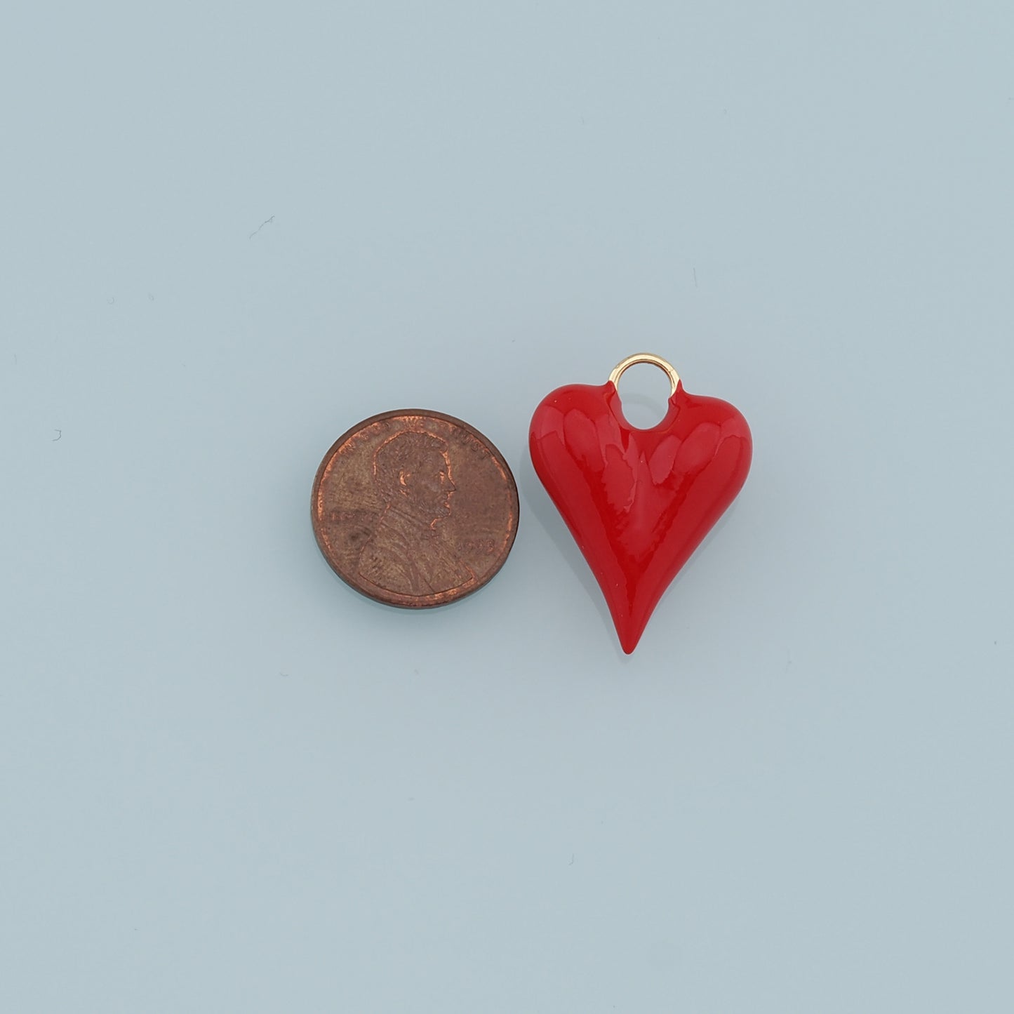 Gold Heart Charms,18K Gold Filled Heart Pendant,Red Heart Charm Bracelet Necklace for DIY Jewelry Making Supply